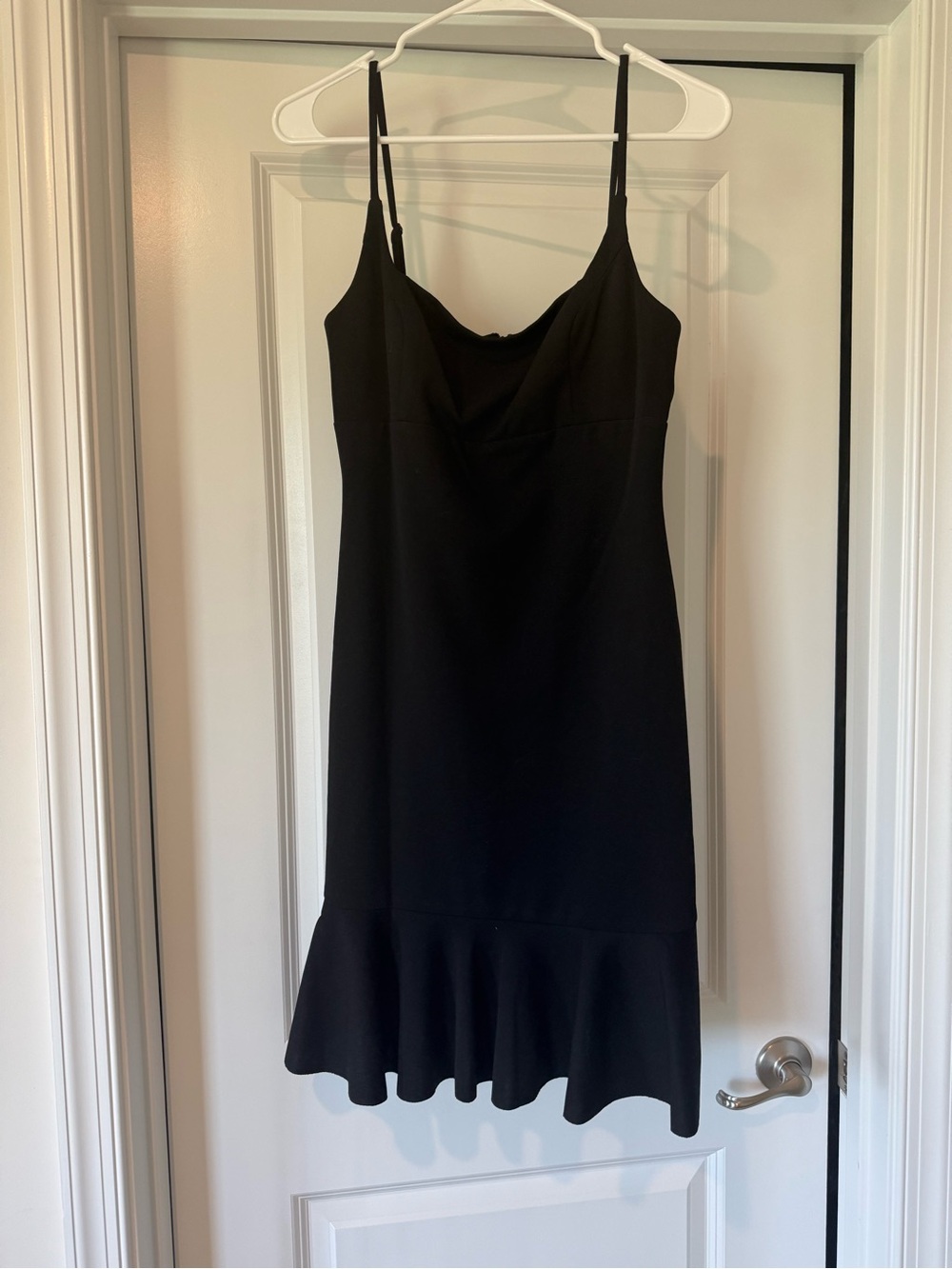 bebe Black Spaghetti-Strap Mini Dress with Ruffle Hem